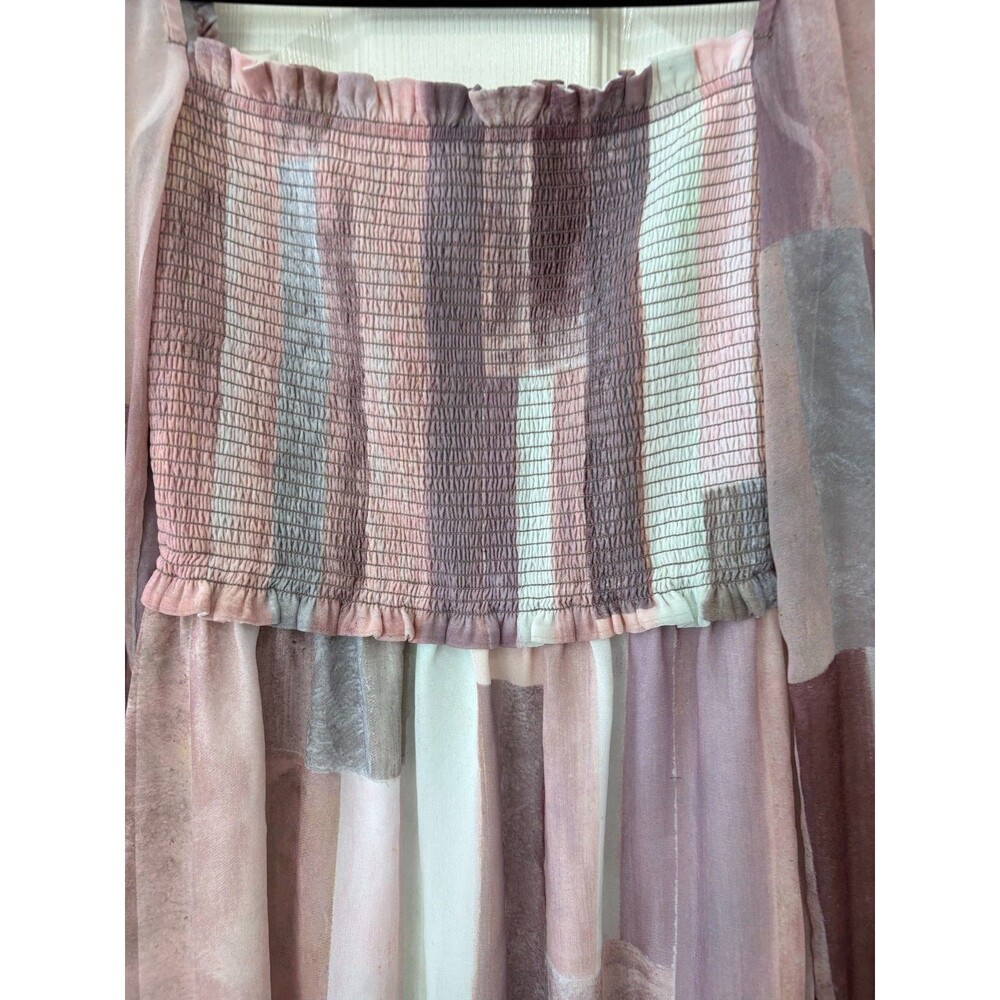 Aritzia Wilfred Tempest Chiffon Smocked Multicolor Mini Dress XS - Picture 3 of 5